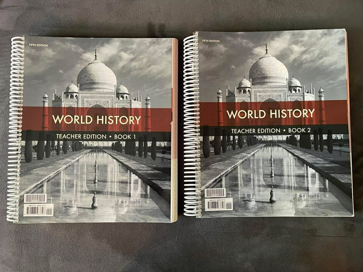 BJU Press WORLD HISTORY – Teacher Editions (1 & 2), Answer Key, and Student Text