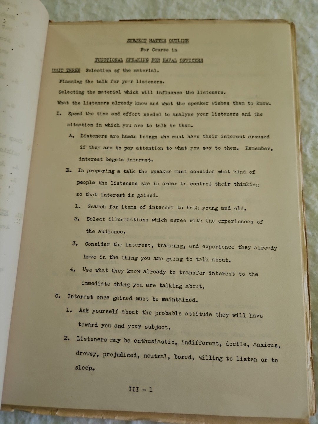 Ephemera – Military- Functional Speaking For Naval Officers Vintage 1940-50’s