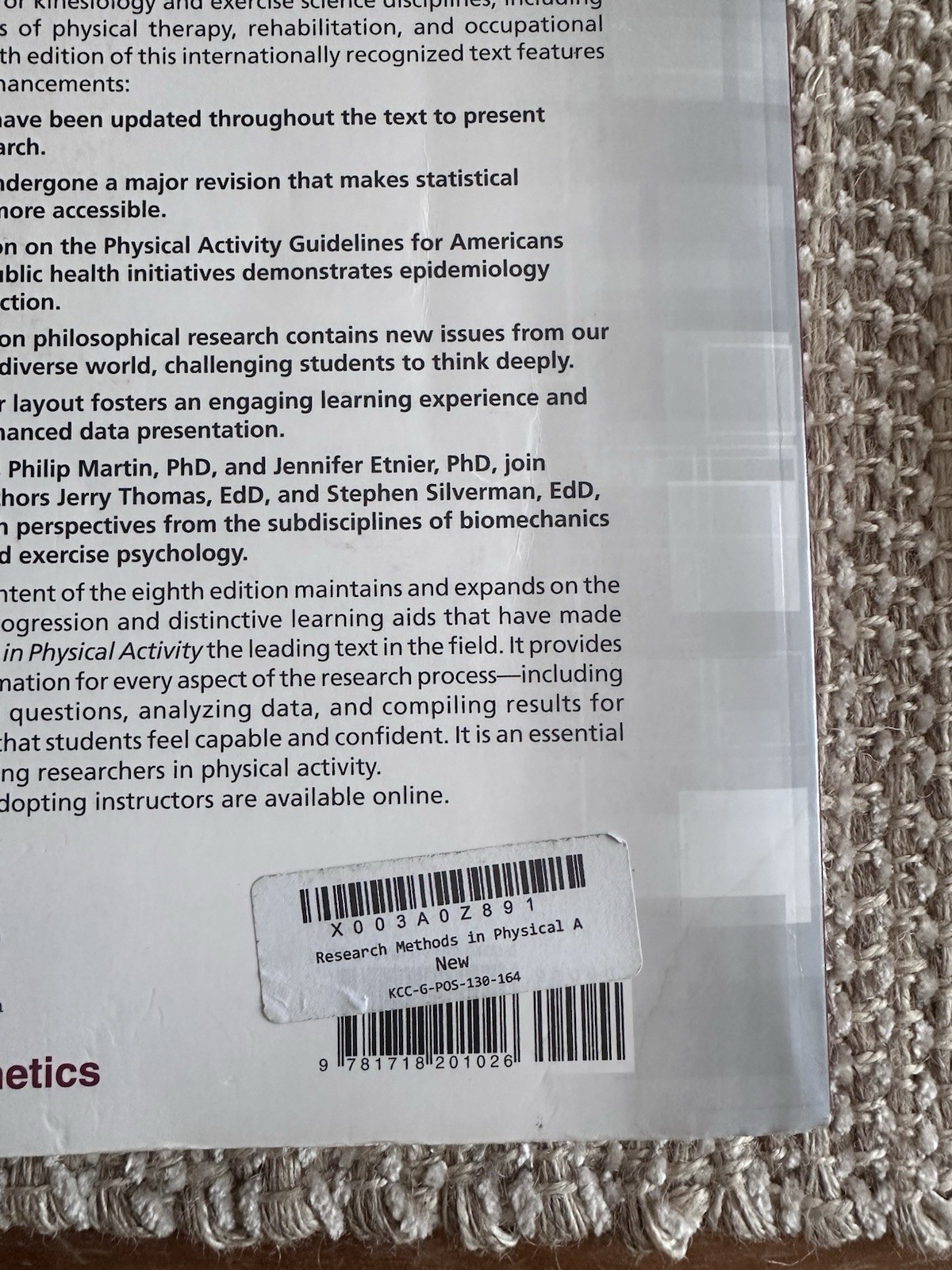 Human Kinetics Research Methods in Physical Activity 8th Ed Paperback Thomas