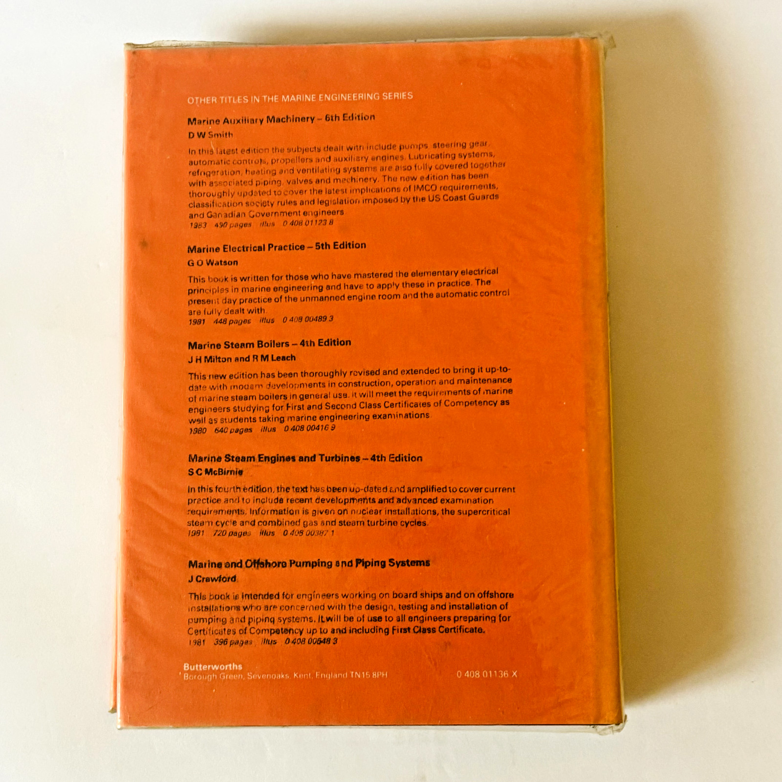 Pounder’s Marine Diesel Engines – 6th Edition – 1984 Wilbur & Wight – Hard Cover