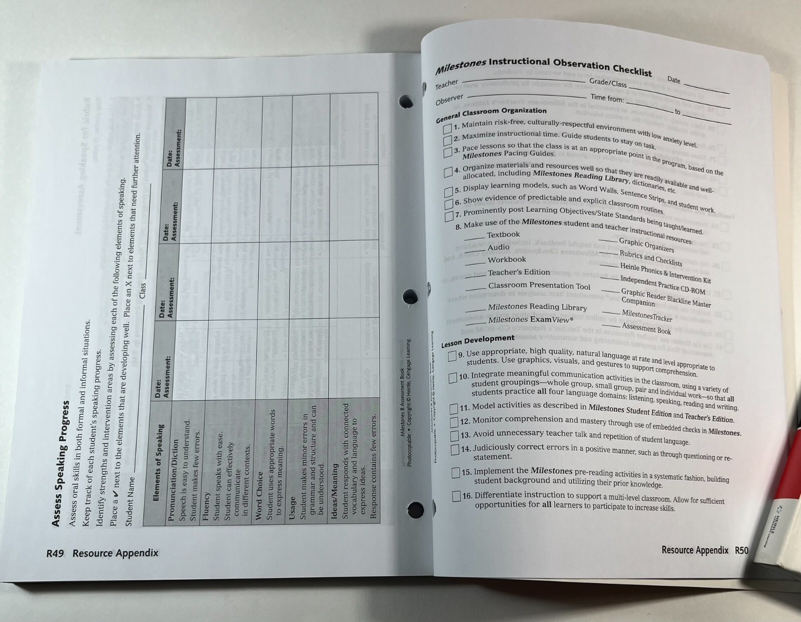 Milestones Level B 2009 2 Book Student/Teacher Set Heinle Cengage 1424008883 ELL