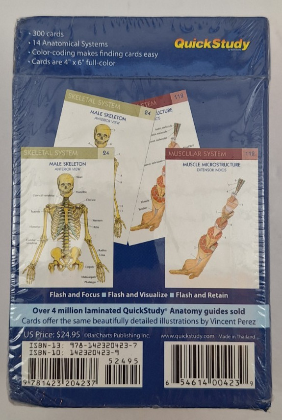 Anatomy Flash Cards 300 Cards 14 Systems Quick Study NEW SEALED Science School