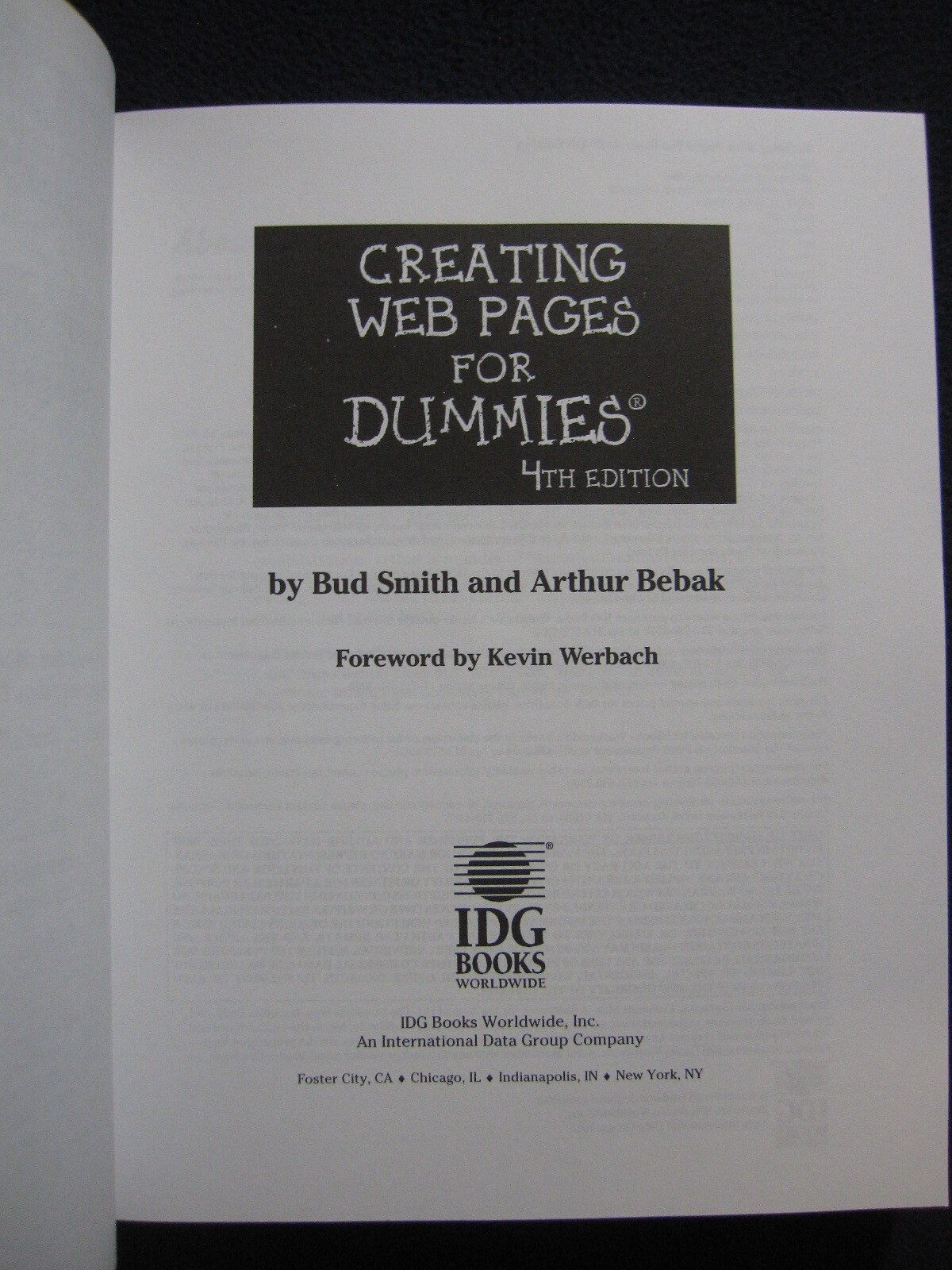 Creating Web Pages for Dummies (4th ed) [Mar 01, 1999] Smith, Bud E.; Bebak, A..