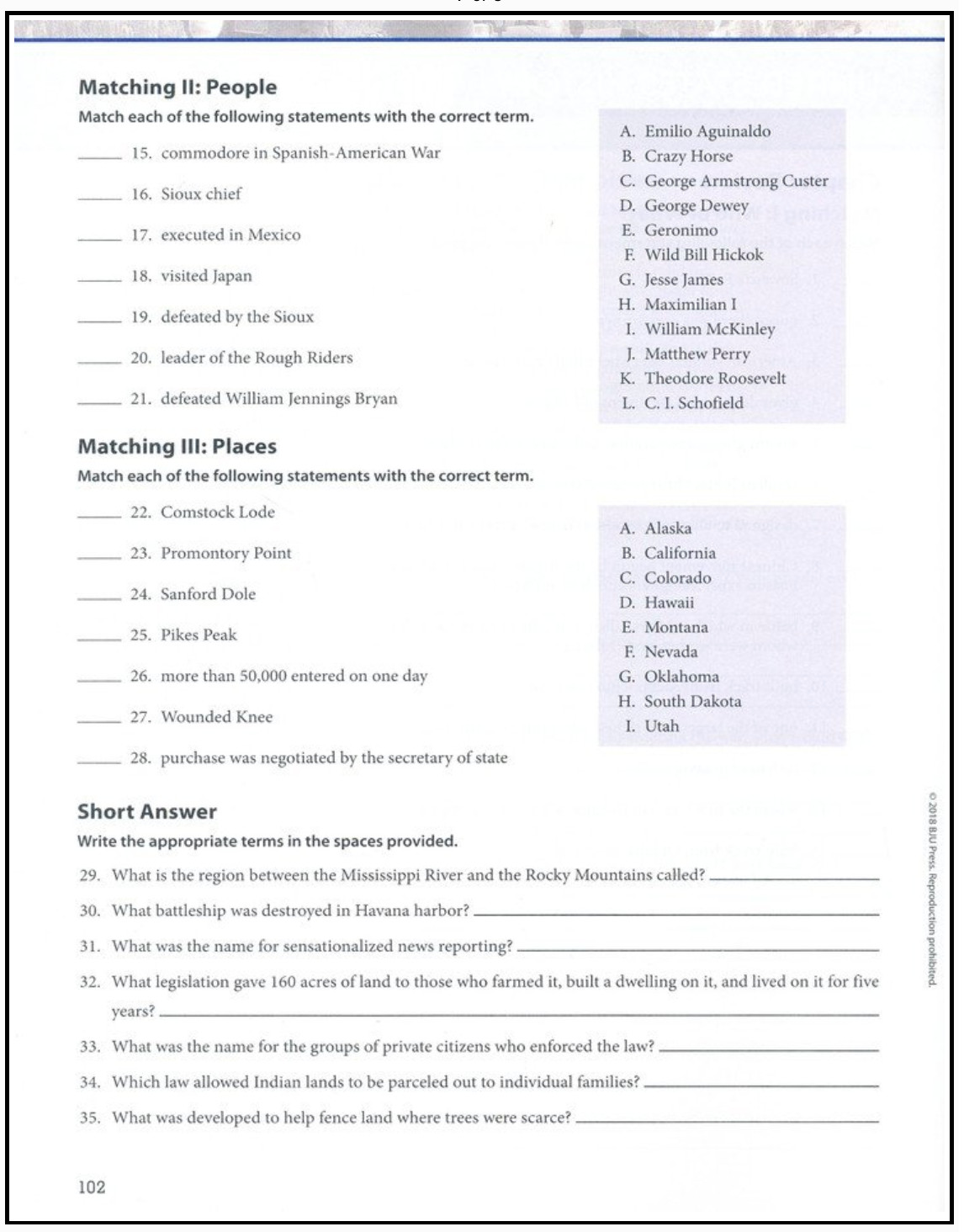 NEW BJU 11th grade UNITED STATES HISTORY STUDENT ACTIVITIES 506675 US 5th E