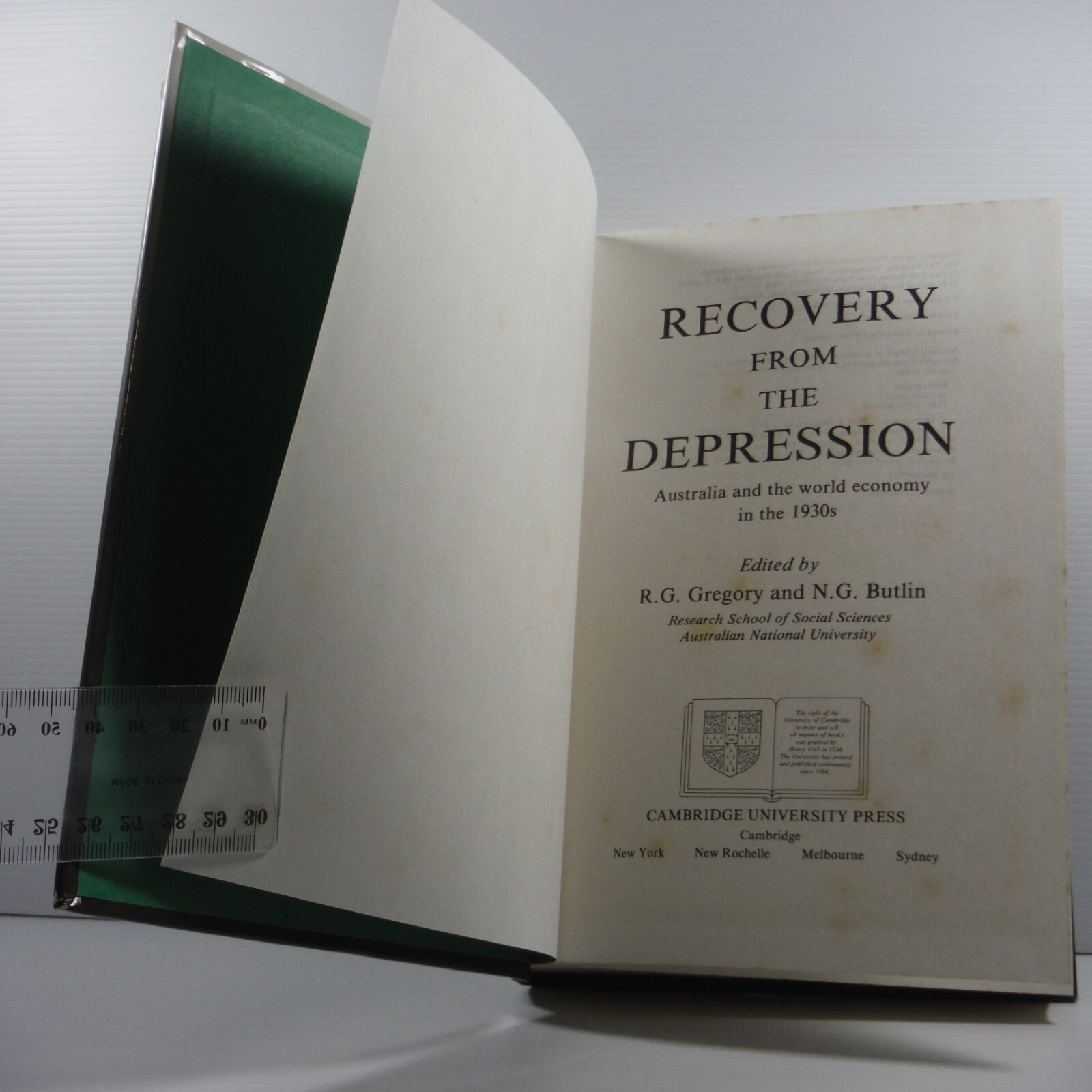 Recovery from the Depression Australia 1930’s R G Gregory and N G Butlin HB
