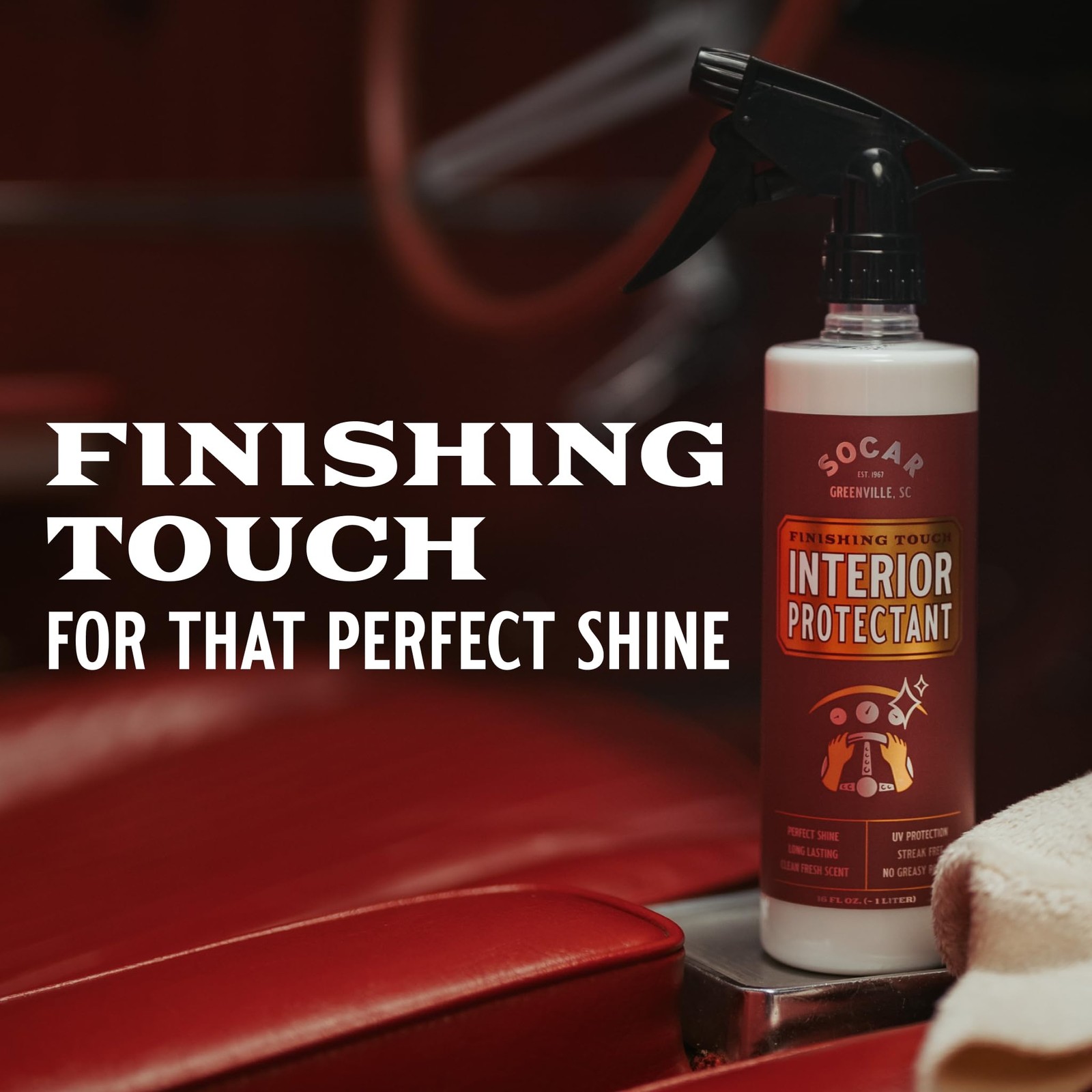 SOCAR Finishing Touch Interior Protectant – 16 fl oz, Professional Grade Dres…
