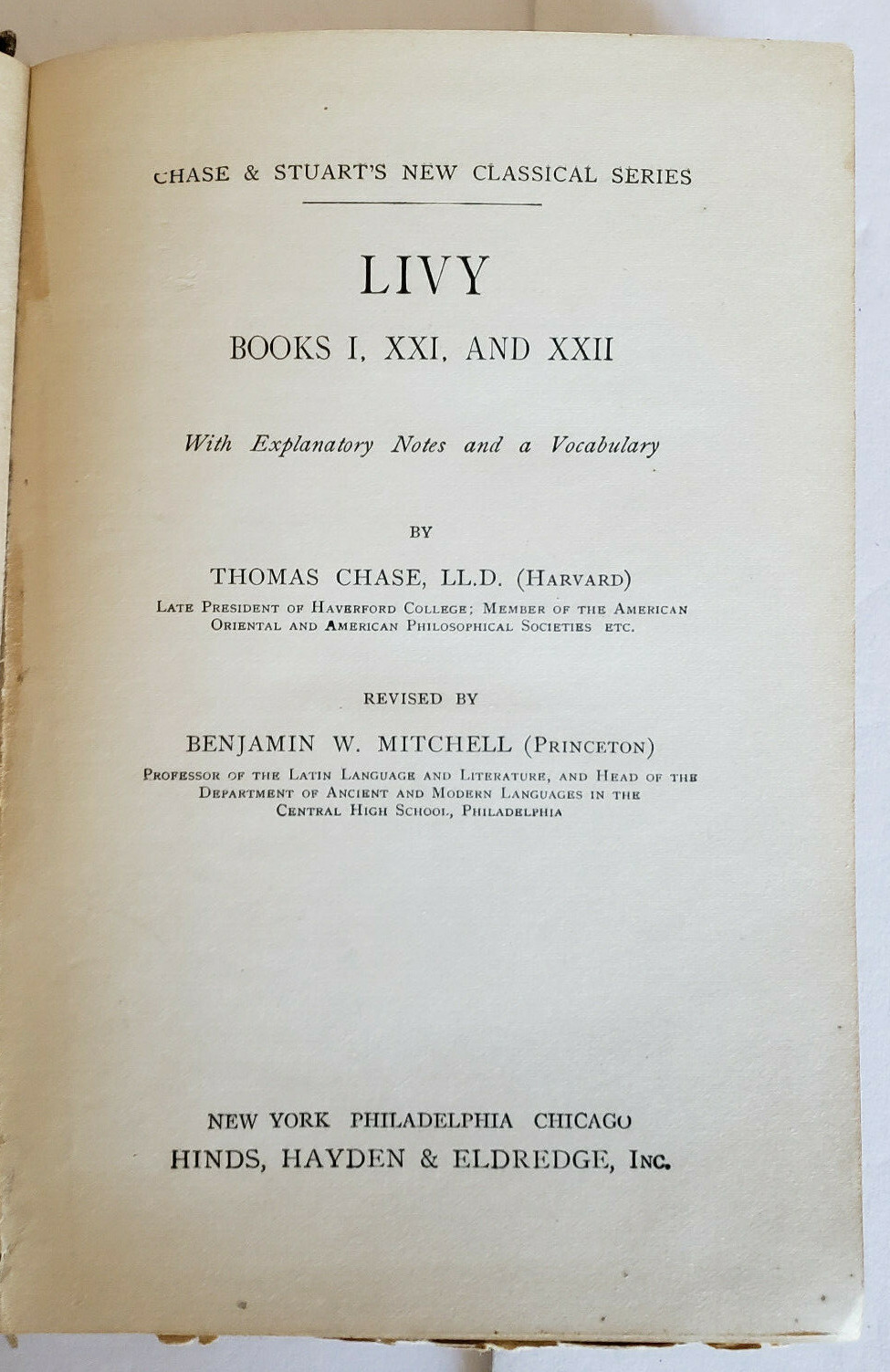 Livy Books I, XXI, AND XXII With Explanatory Notes and a Vocabulary