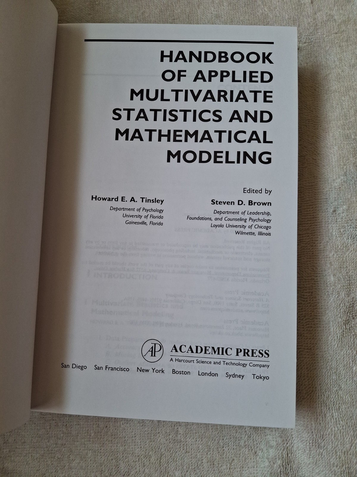 Handbook Of Applied Multivariant Statistics And Mathematical Modeling by Tinsley