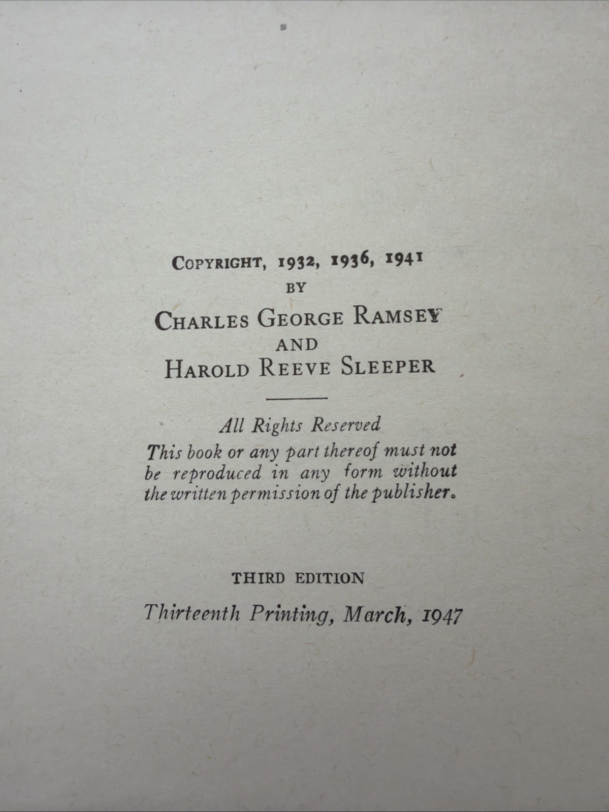 Architectural Graphic Standards 3rd Edition 1947 Charles Ramsey/Harold Sleeper