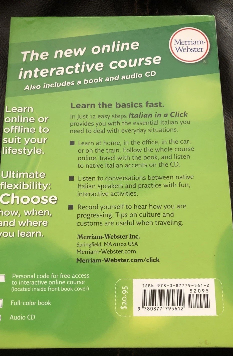 Merriam-Webster’s Easy Learning 3 In 1 ‘Italian in a Click’ Merriam-Webster. New