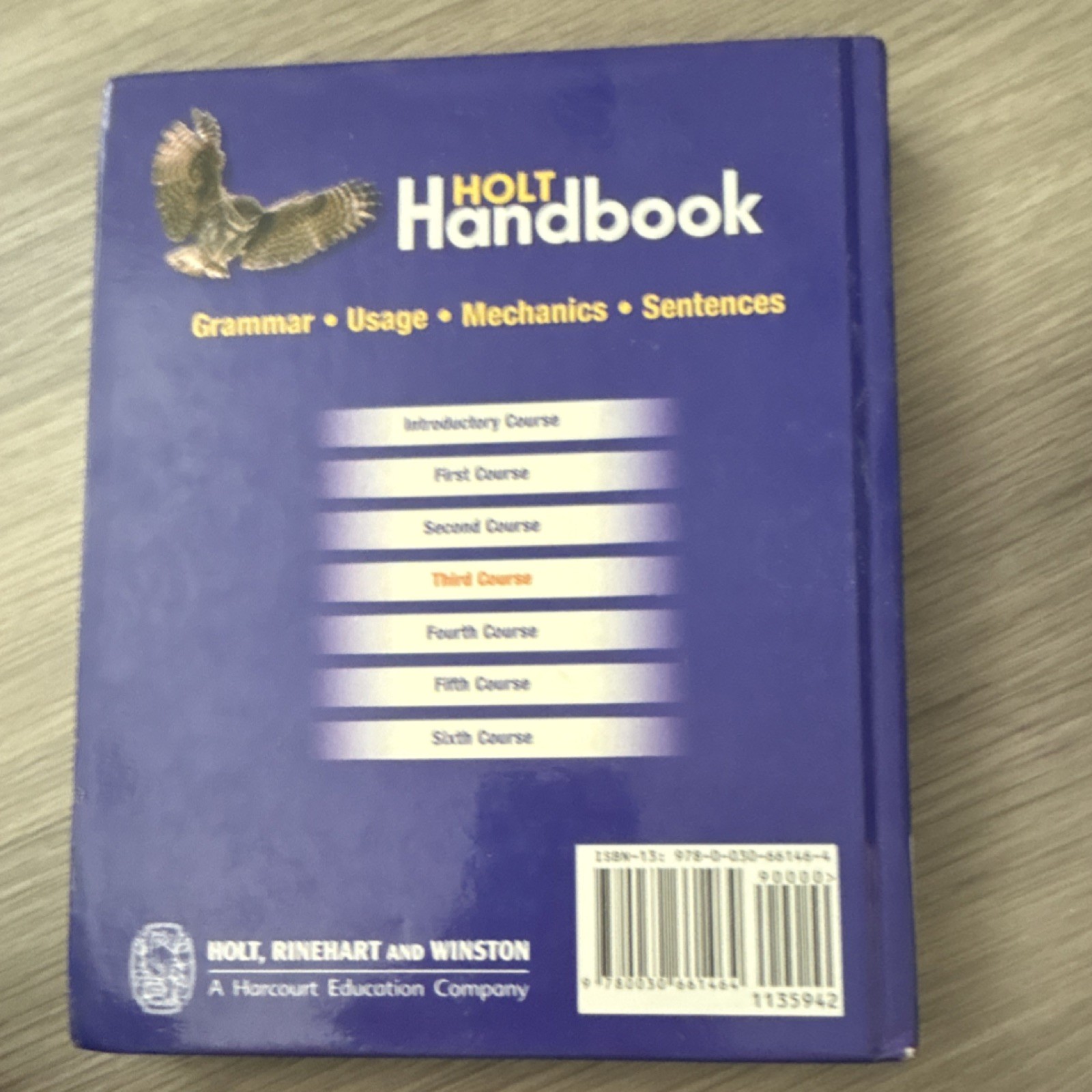 Holt Handbook Third Course Grammar Usage Mechanics John E. Warriner Hardcover