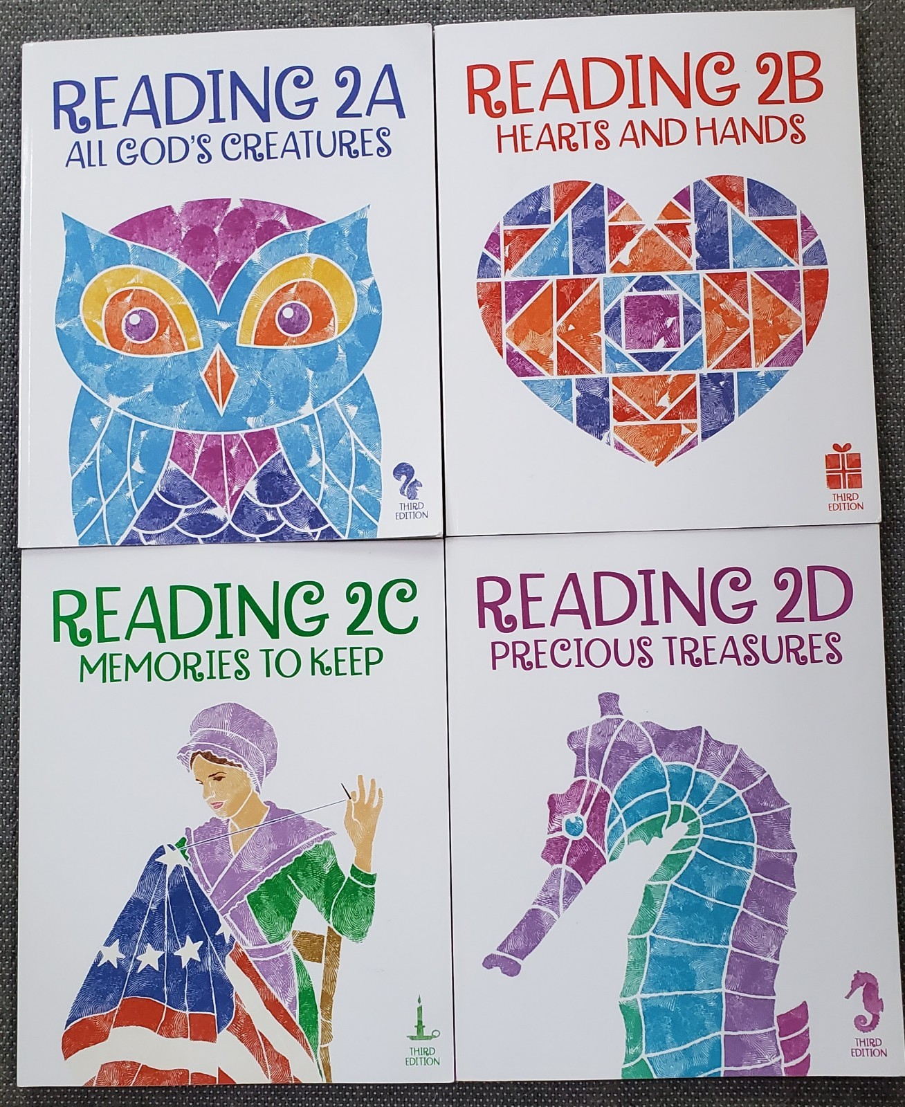 BJU Press Set of 4 Reading 2A, 2B, 2C & 2D Student Text 3rd Edition 2nd Grade