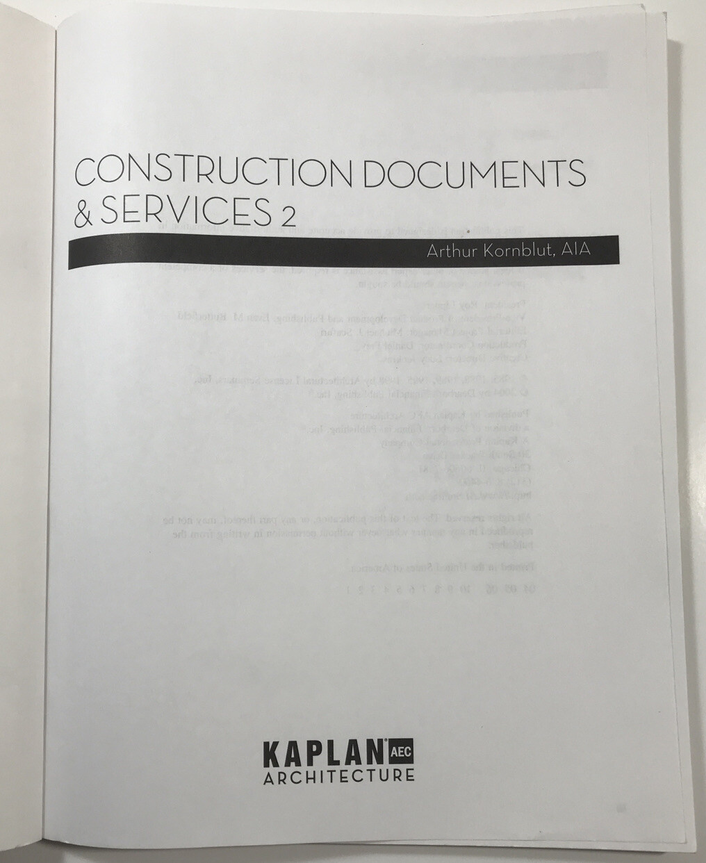 Construction Documents and Services 2 by Arthur Kornblut (2004, Paperback)