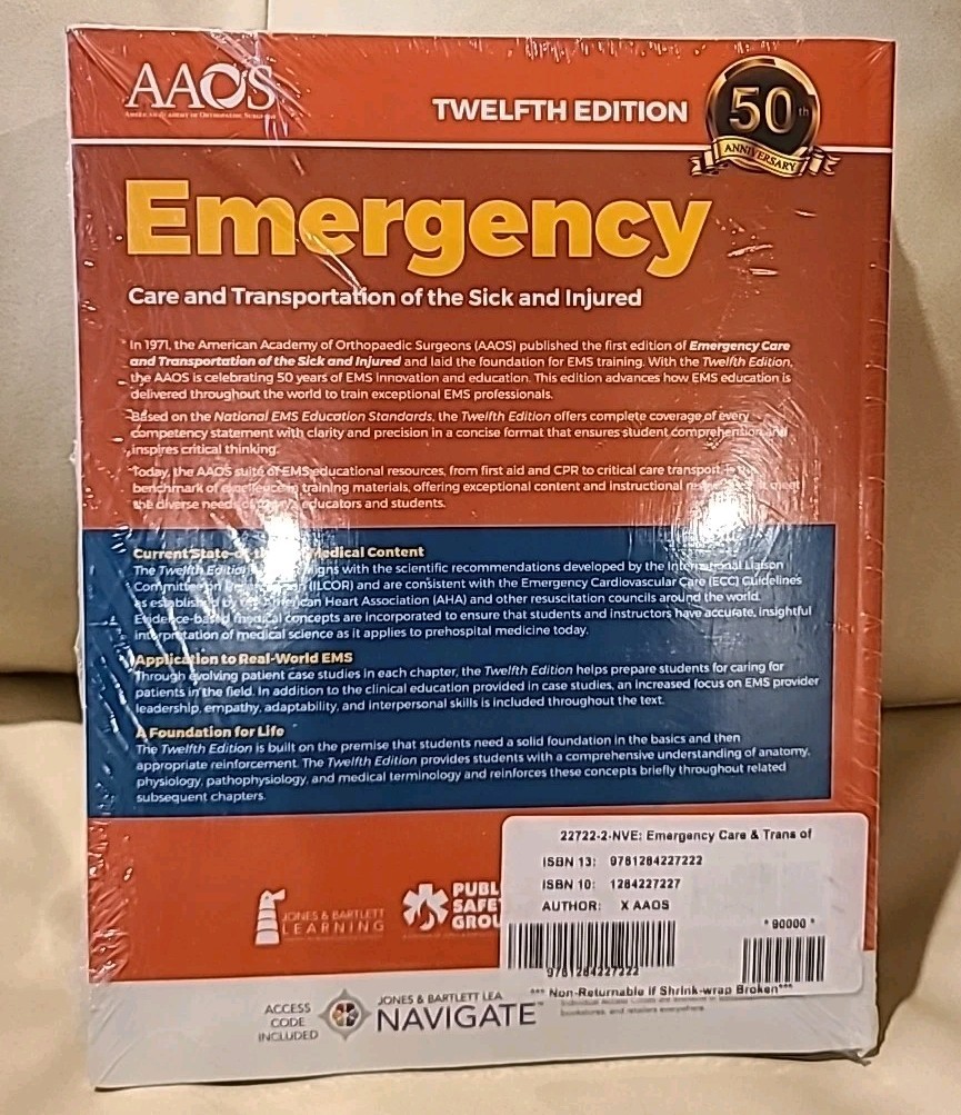 AAOS Emergency Care And Transportation Of The Sick And Injured, 12th Edition NEW