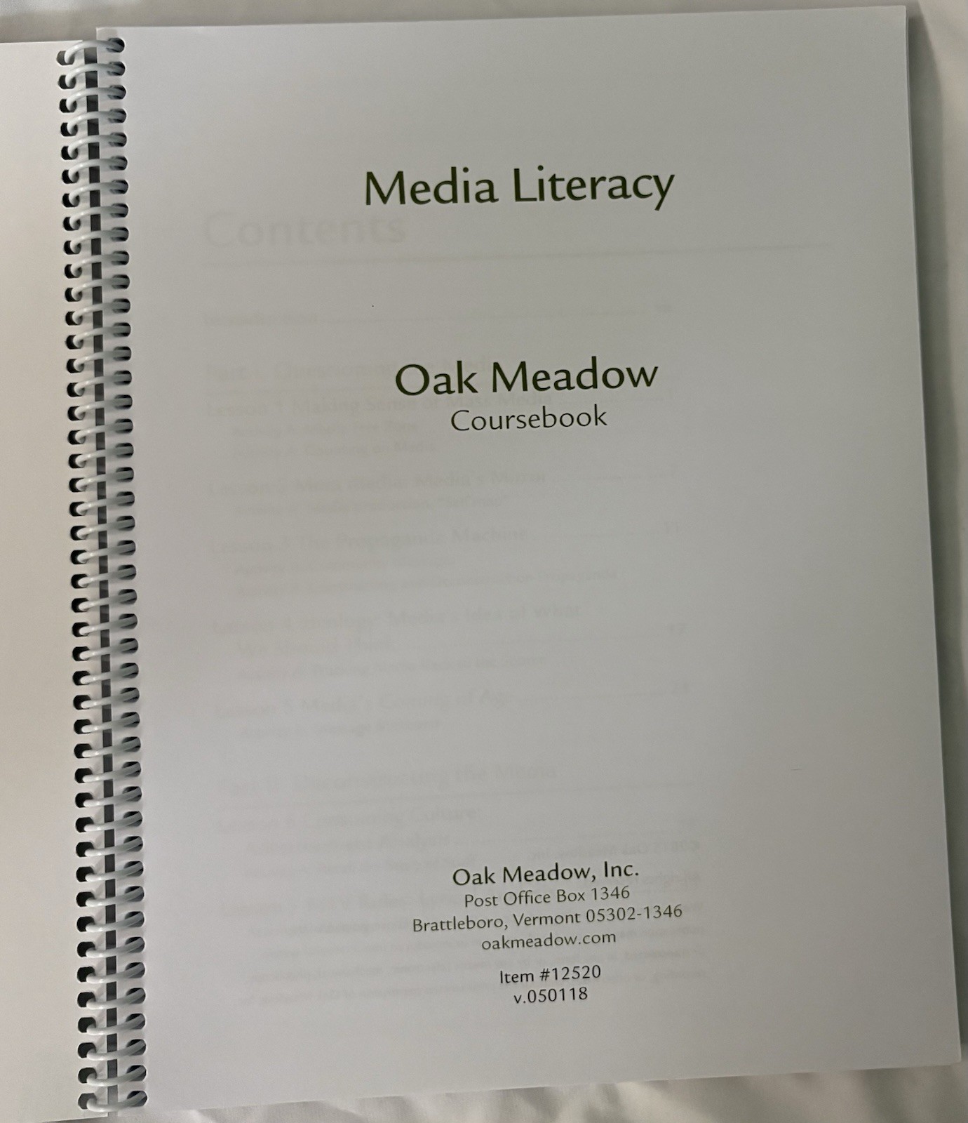 Critical Media Literacy Oak Meadow High School Course Book/Text/Teacher Manual