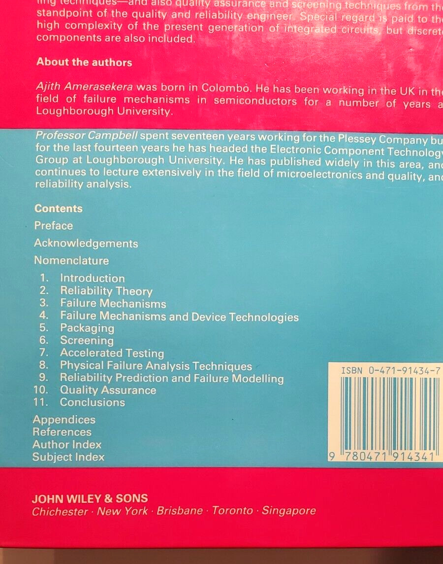 Failure Mechanisms in Semiconductor Devices Ameraseker Campbell Hardcover Book
