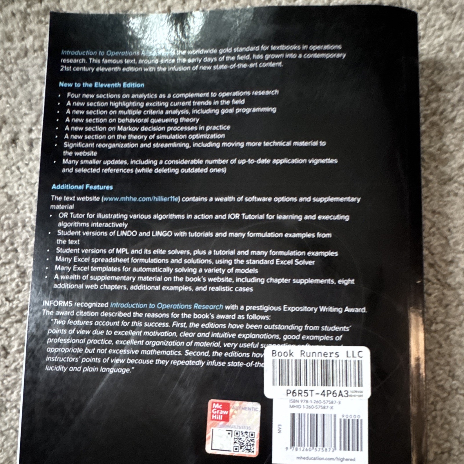 McGraw Hill Introduction to Operations Research 11th Int’l Student PB Hillier