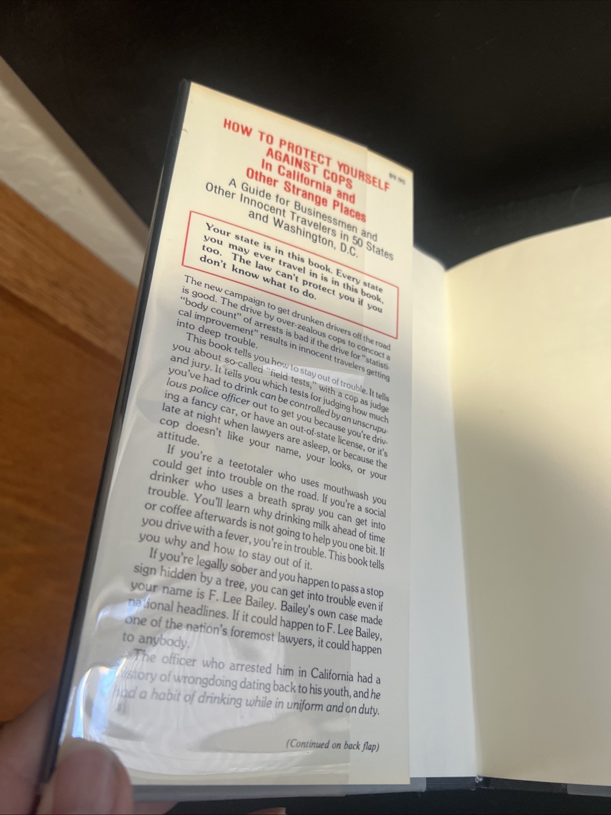 1st How to Protect Yourself Against Cops in California F Lee Bailey HC Mylar DJ