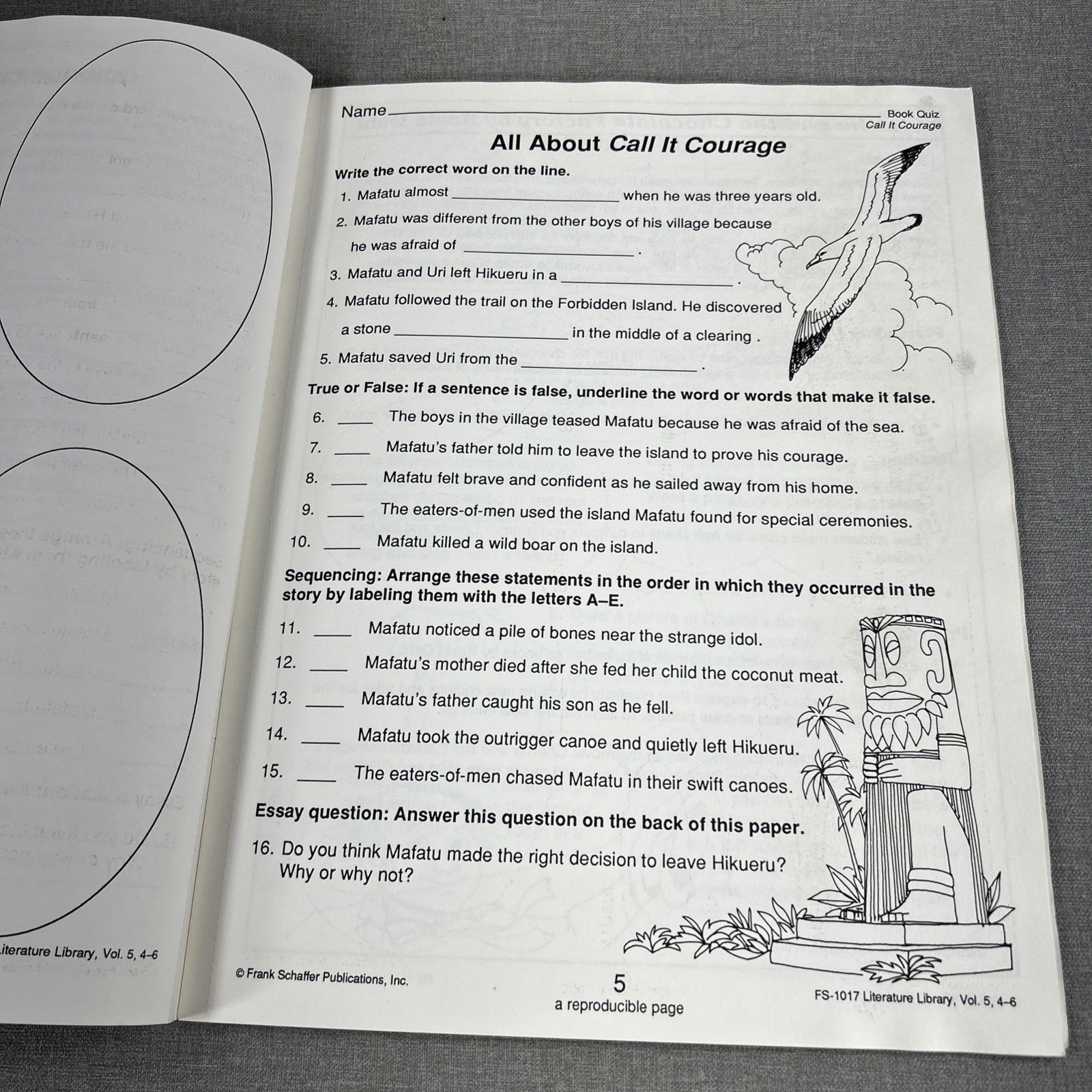 Literature Library Volume 5 Creative Ideas & Activity Sheets 1990 Workbook