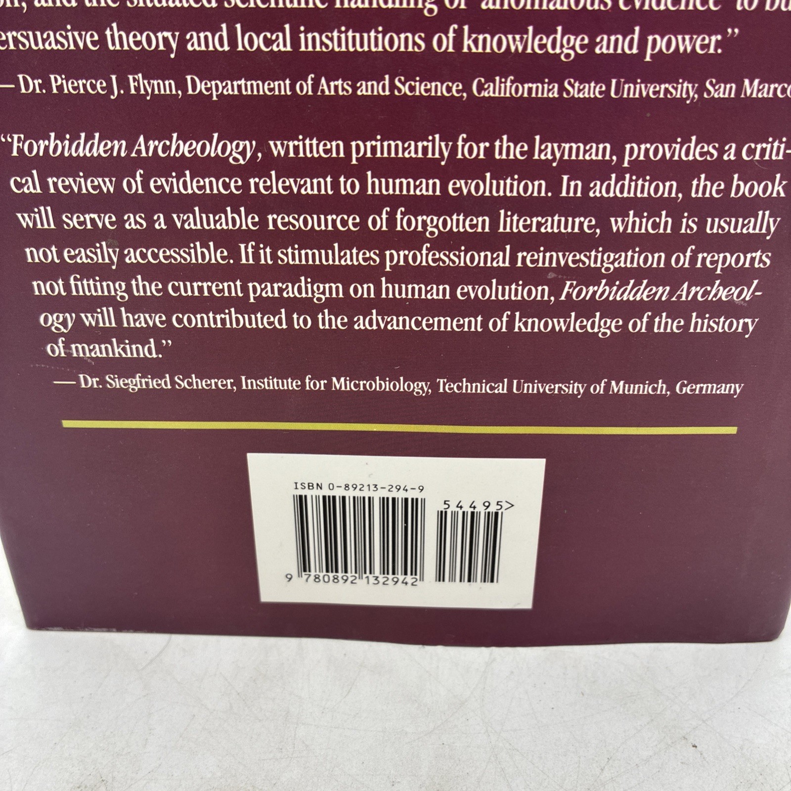 Forbidden Archeology Hidden History of Human Race by Cremo & Thompson, Hardback