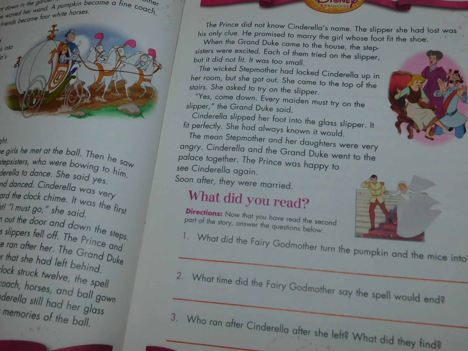 Disney Princess Reading Comprehension Workbook 32 pages