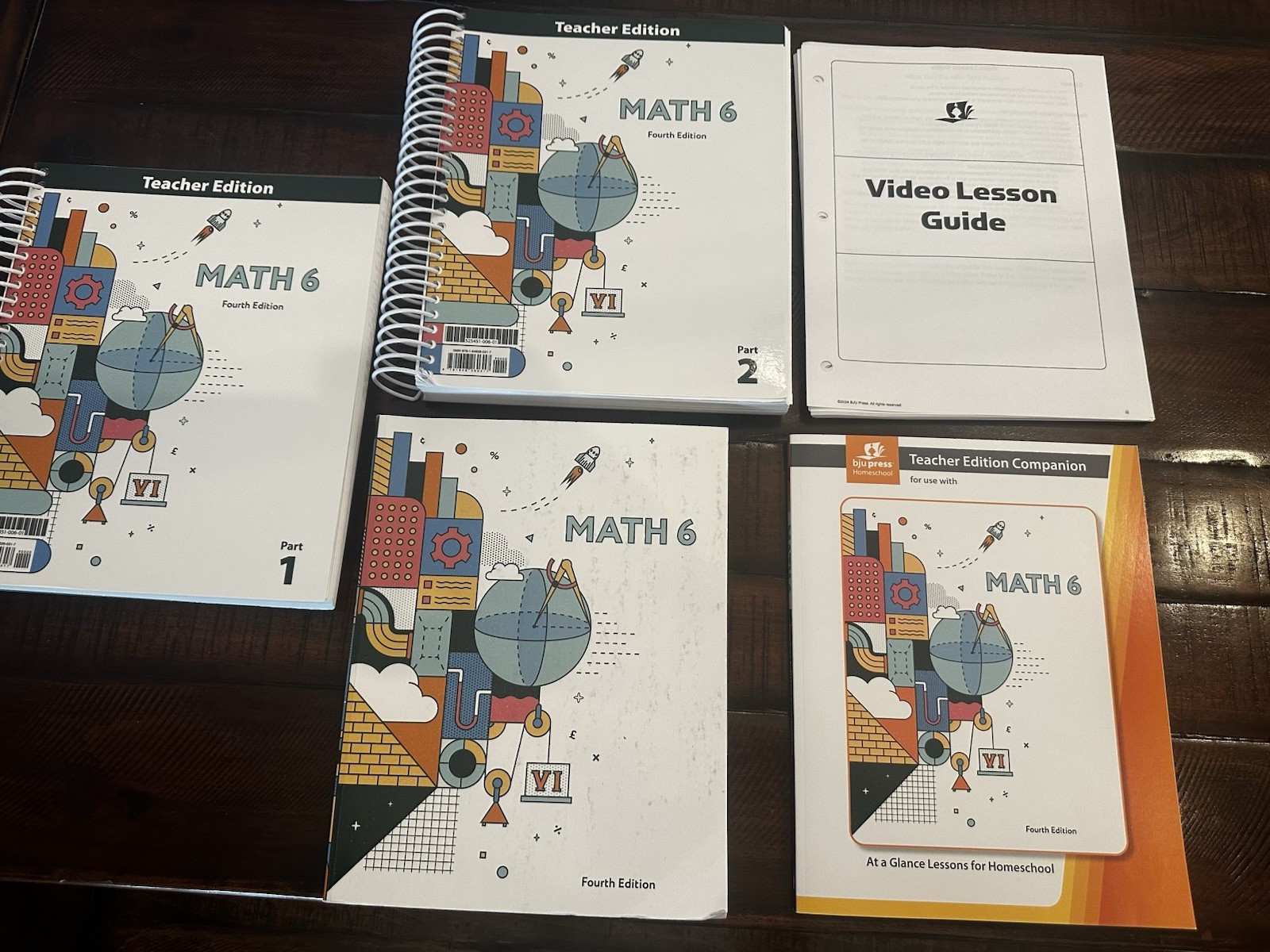 BJU Press Math 6 Teacher’s Edition 4th Ed Vol 1-2, Student Textbook, Video Guide