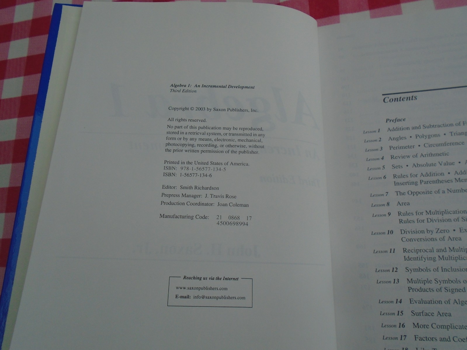 Saxon Algebra 1 3rd Edition Hardcover, Solutions Manual, Homeschool Packet 3 set