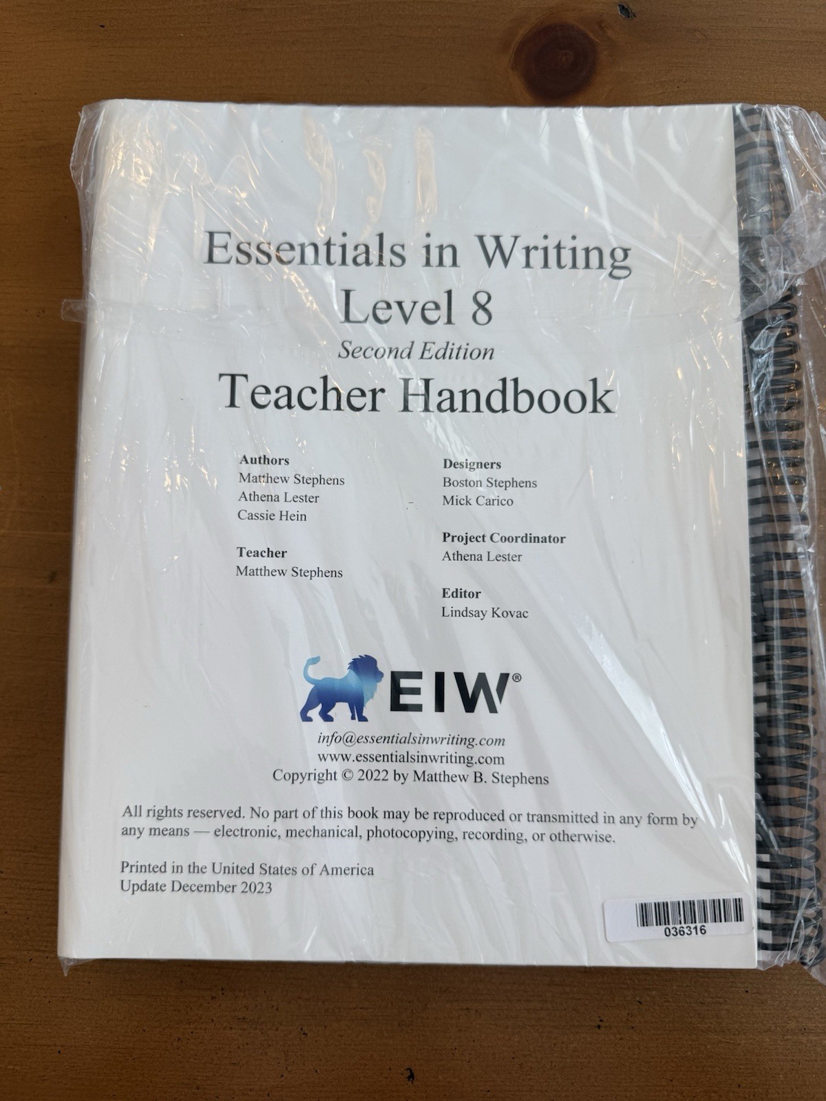 Essentials in Writing AND Literature 8 Notebook, Night Book, + Teacher Handbook