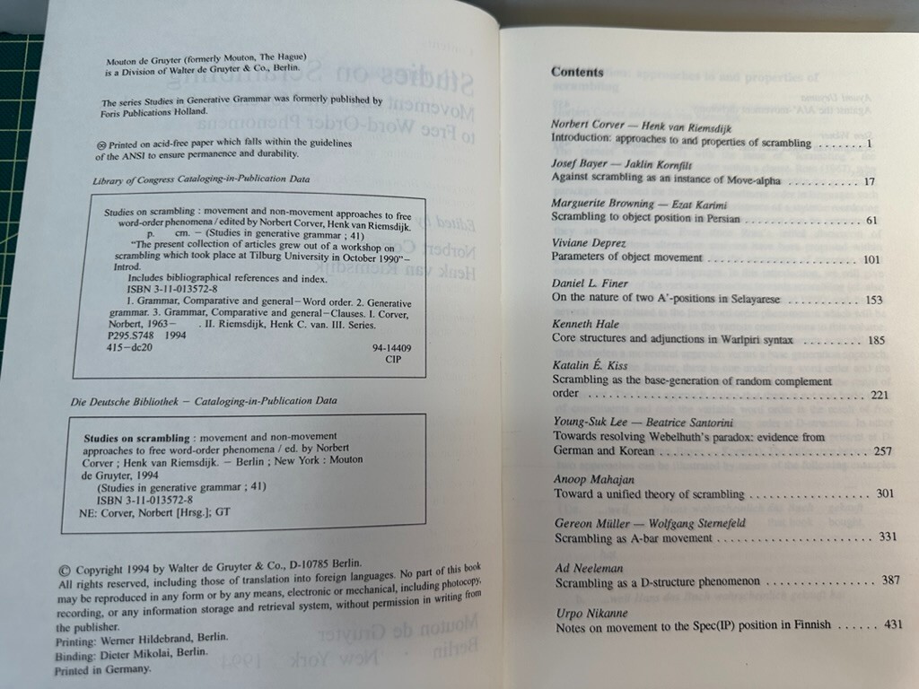 Studies in Generative Grammar [SGG] Ser.: Studies on Scrambling : Movement…