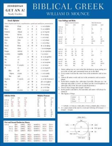 Biblical Greek Laminated Sheet (Zondervan Get an A! Study Guides) – VERY GOOD