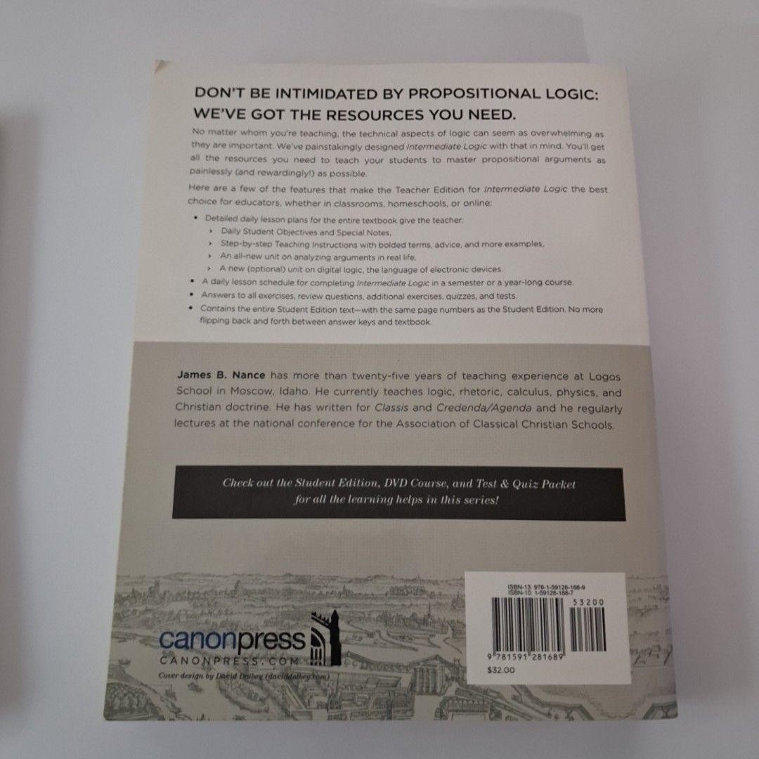 Lot 2 Introductory & Intermediate Logic Nance Canon Press White PB 2014 Set