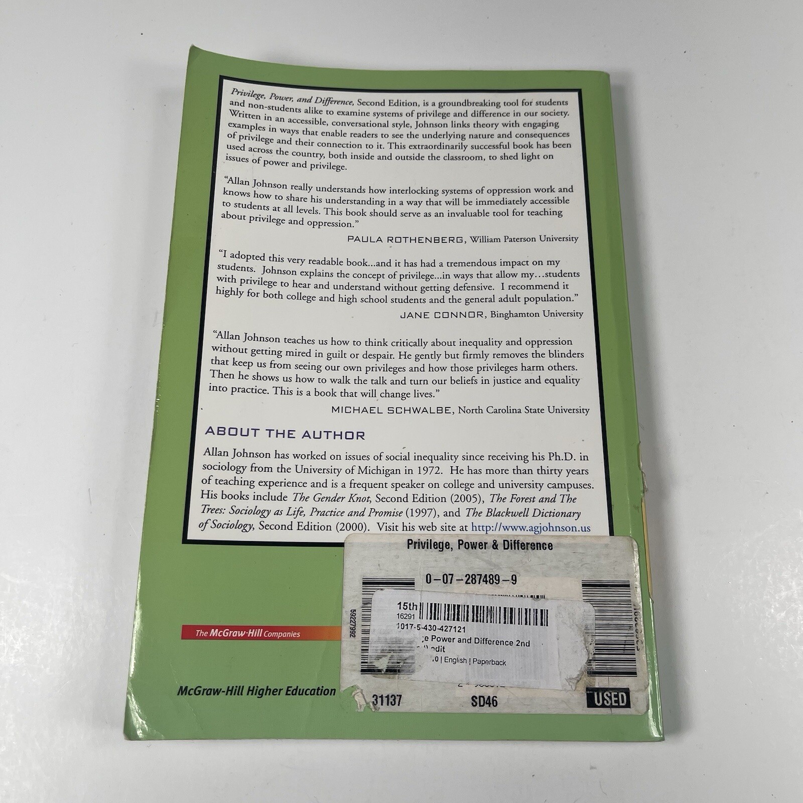 Privilege, Power, and Difference 2nd Edition (Paperback 2006) Allan Johnson