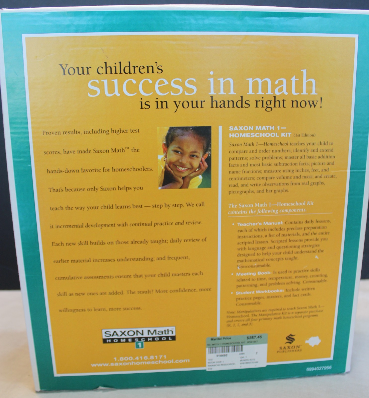 SAXON Math HOMESCHOOL 1 Complete Curriculum Kit Home Study Manual & Workbooks