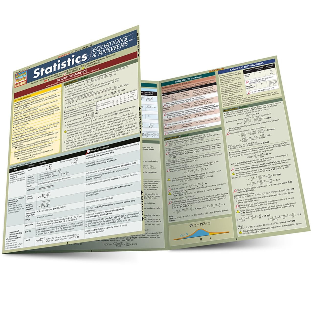 Statistics Equations & Answers: Quickstudy Laminated Reference Guide Other