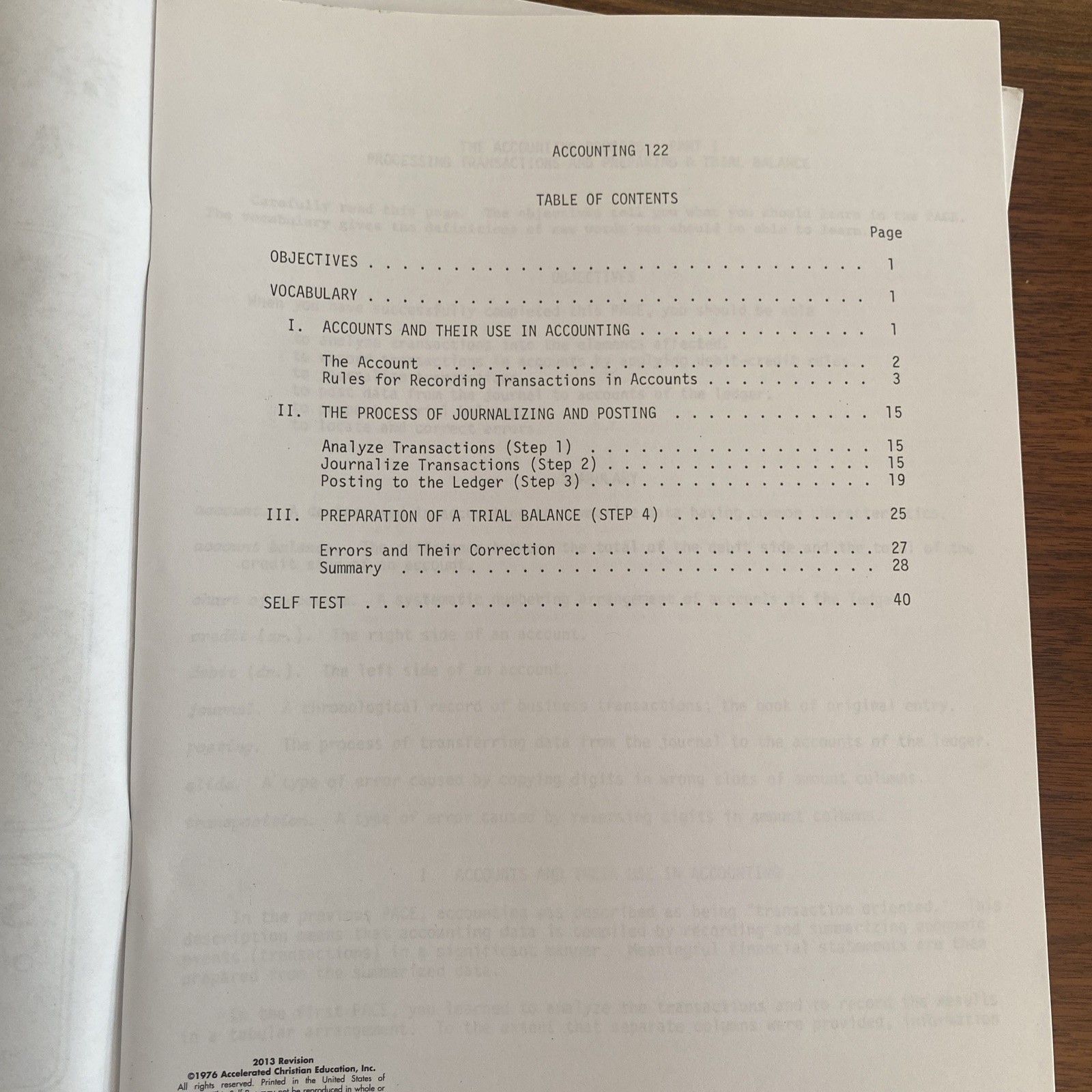 ACE Basic Accounting Math PACES 122 And 123 Home School 2013 & 2014 Revision