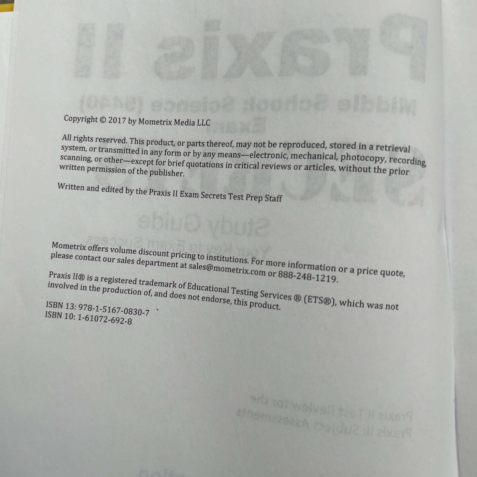 Praxis II Middle School Science 5440 Exam Secrets Study Guide Test Prep Book