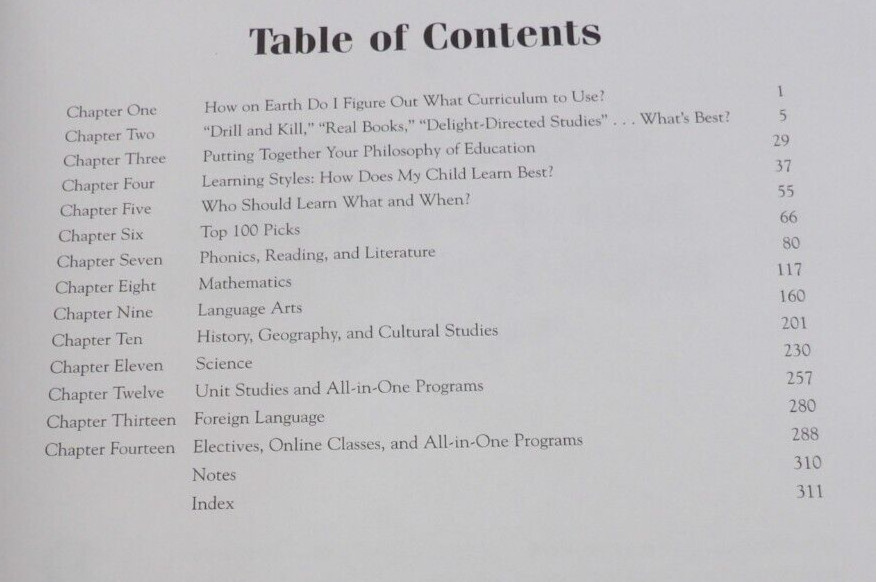 100 Top Picks for Homeschool Curriculum CATHY DUFFY 314 PAGES INSTRUCTION BOOK