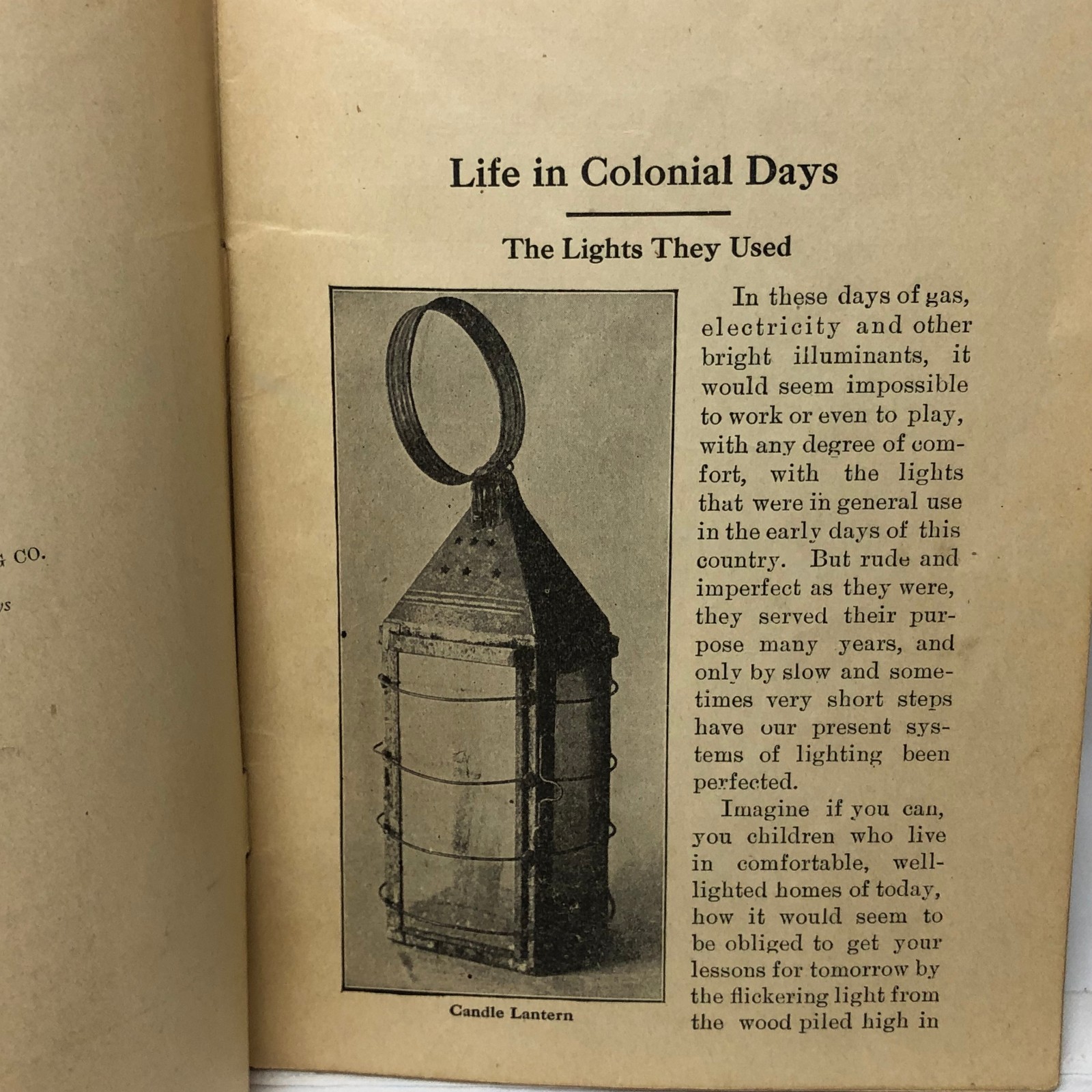 Life in Colonial Days Booklet by L Morton Tillinghast 32 Pages
