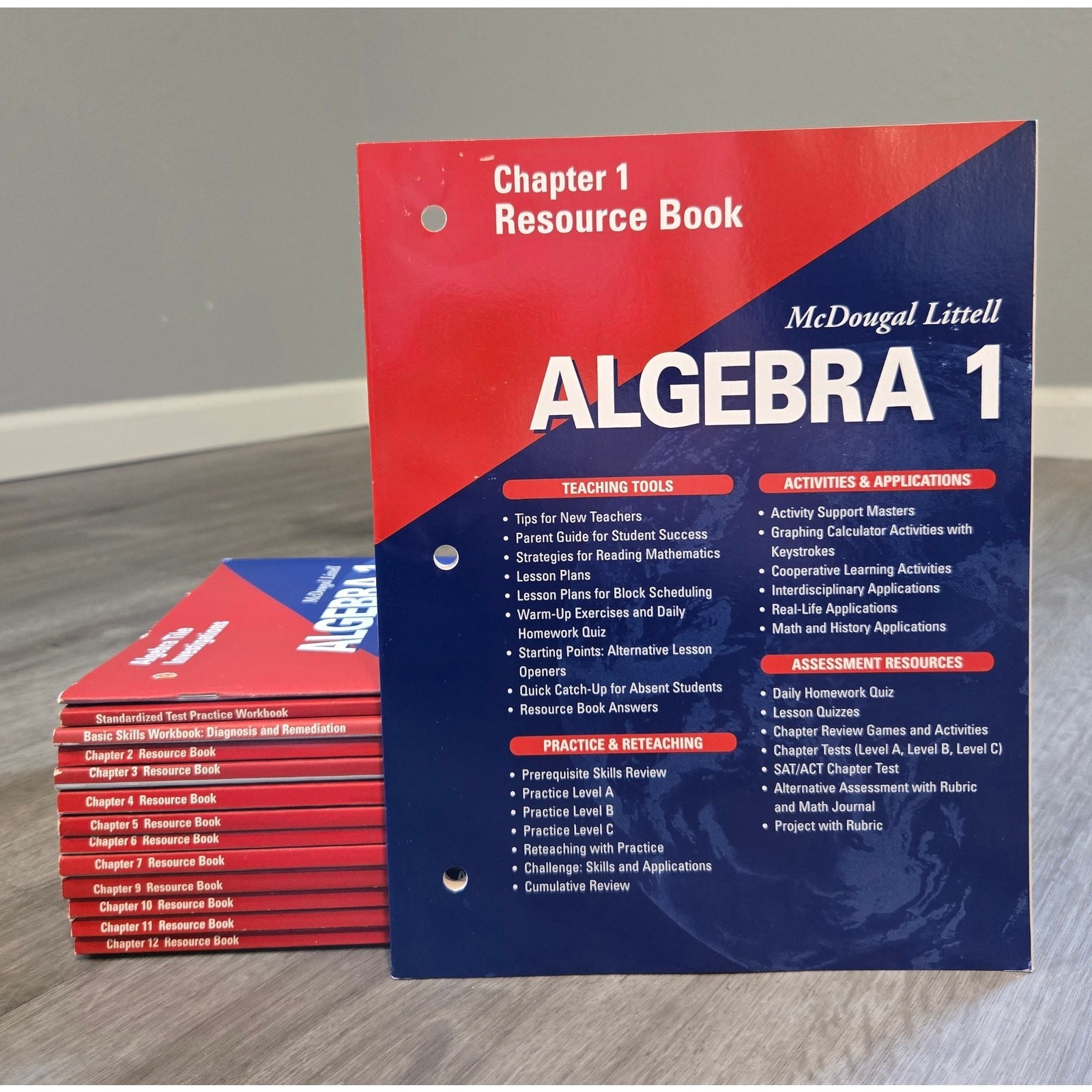 McDougal Littel Algebra 1 Book Lot of 14 Chapter 1-12 (Missing 8) Test Practice