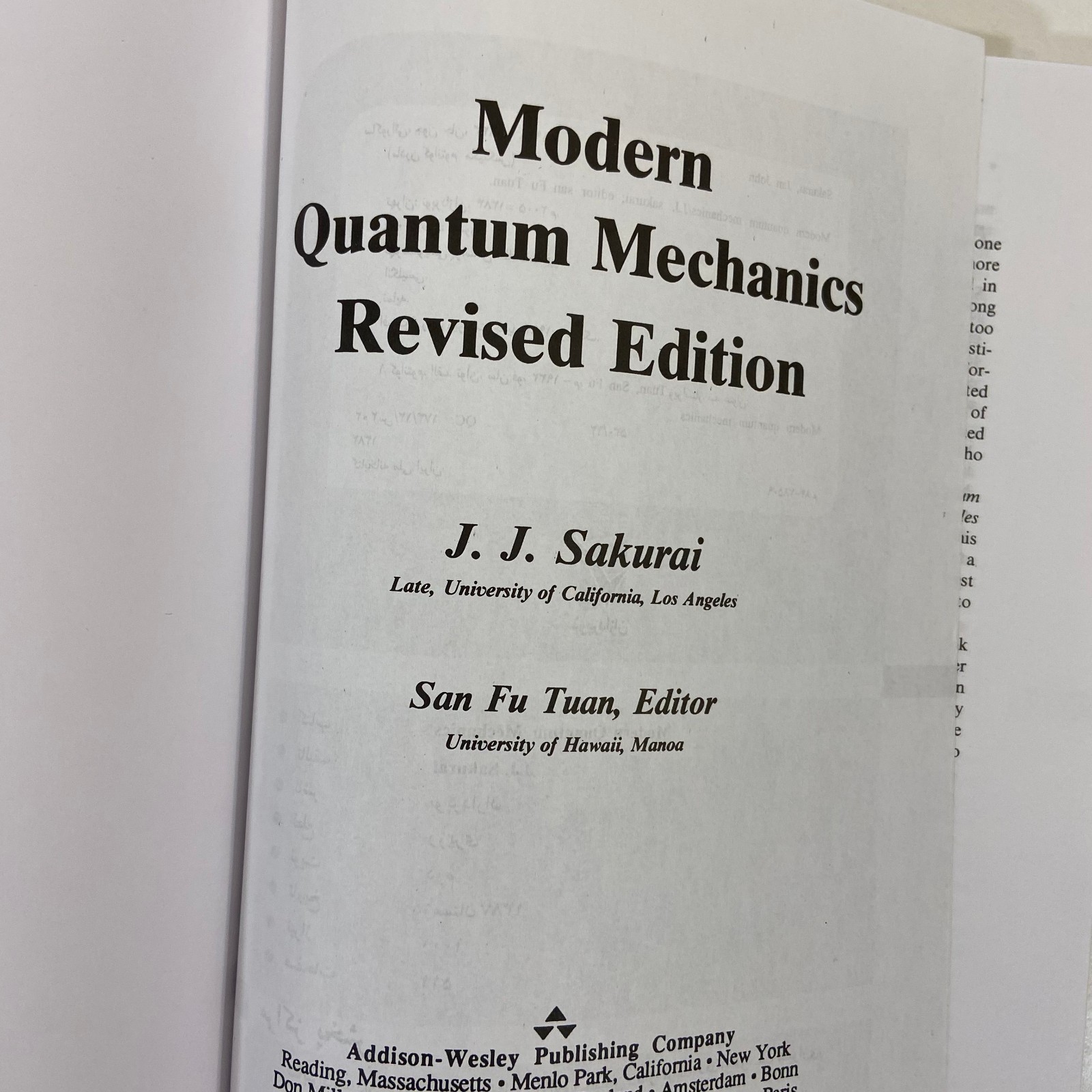 Modern Quantum Mechanics J J Sakurai Revised Edition Vintage HC Textbook Math