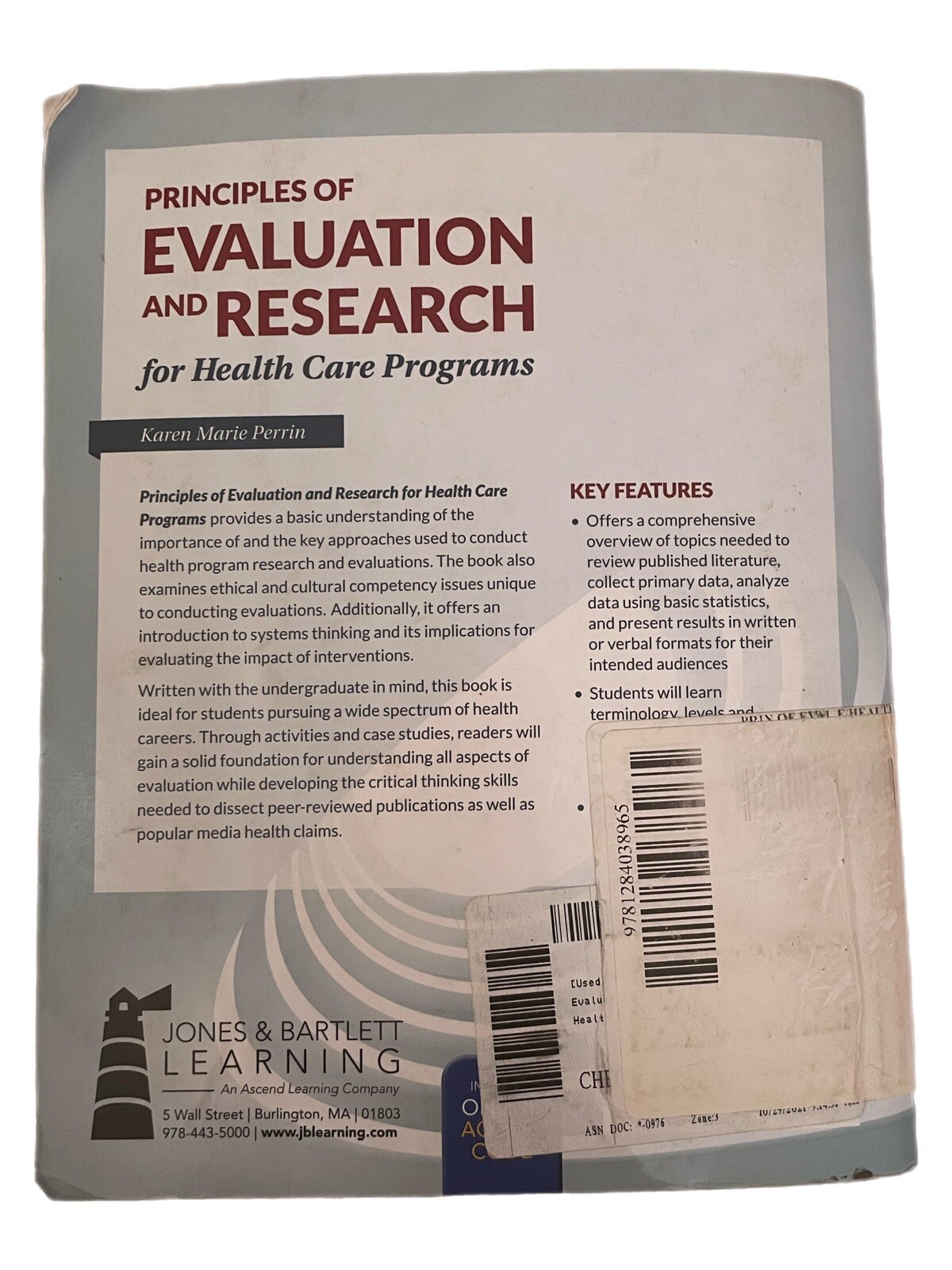 Principles of Evaluation and Research for Health Care Programs by Karen (Kay) M.