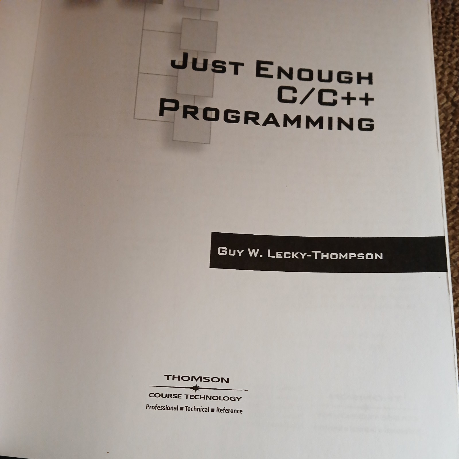 Just Enough C/C++ Programming by Guy W. Lecky-Thompson (2007, Perfect)