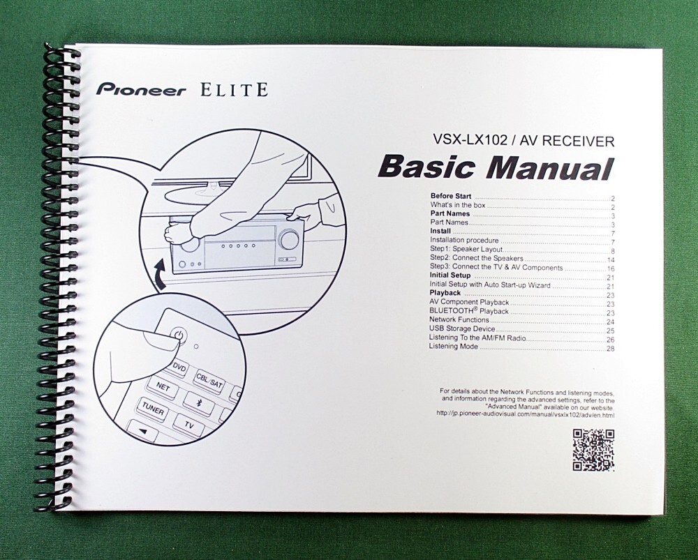 Pioneer VSX-LX102 Basic Instruction Manual: 32 Pages & Protective Covers!