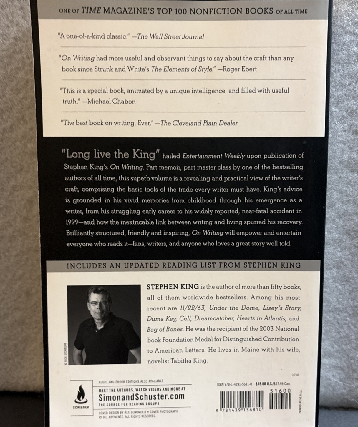On Writing : A Memoir of the Craft by Stephen King (2010, Trade Paperback)