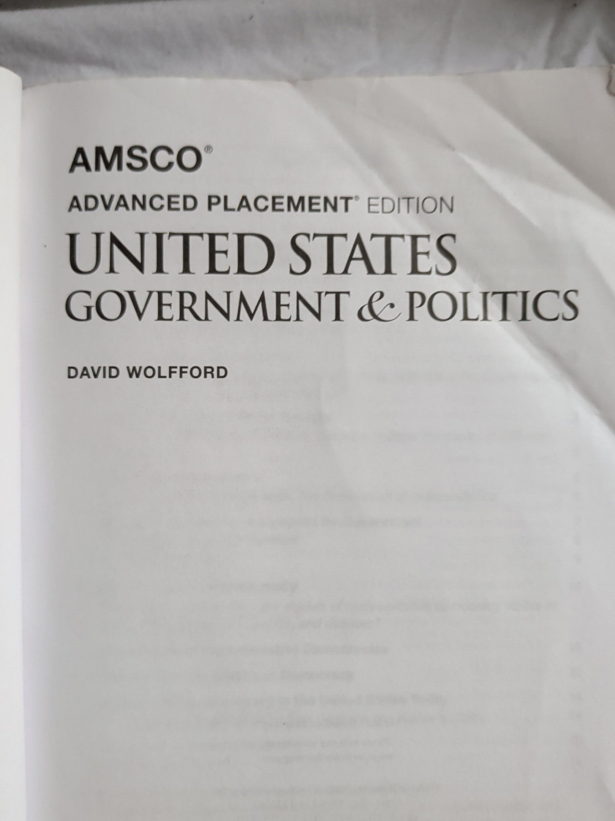 AMSCO Advanced Placement AP United States Government & Politics 3rd edition Used