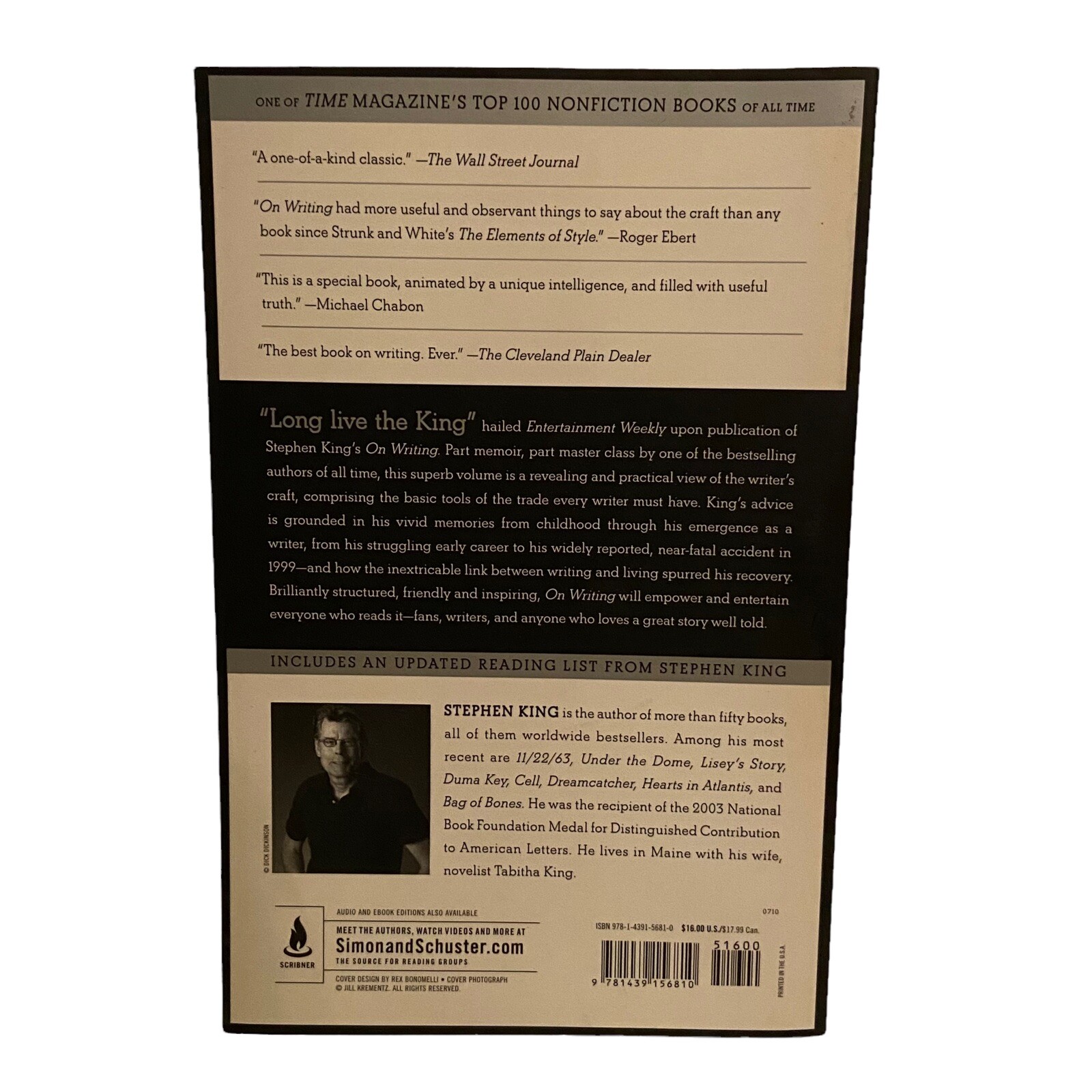 Stephen King On Writing: A Memoir of the Craft Paperback Book Author Writer 2000