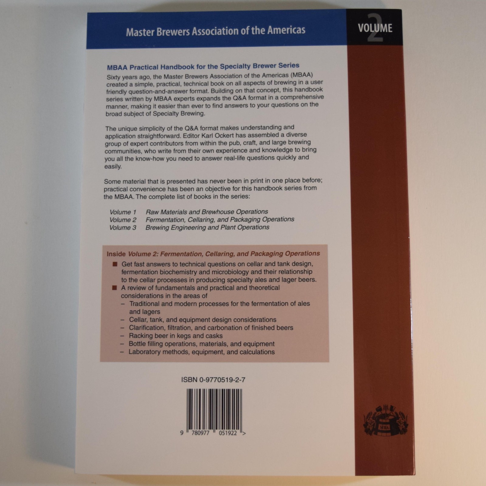 MBAA Practical Handbook for Specialty Brewer 3 Volumes + Calculations + Quality