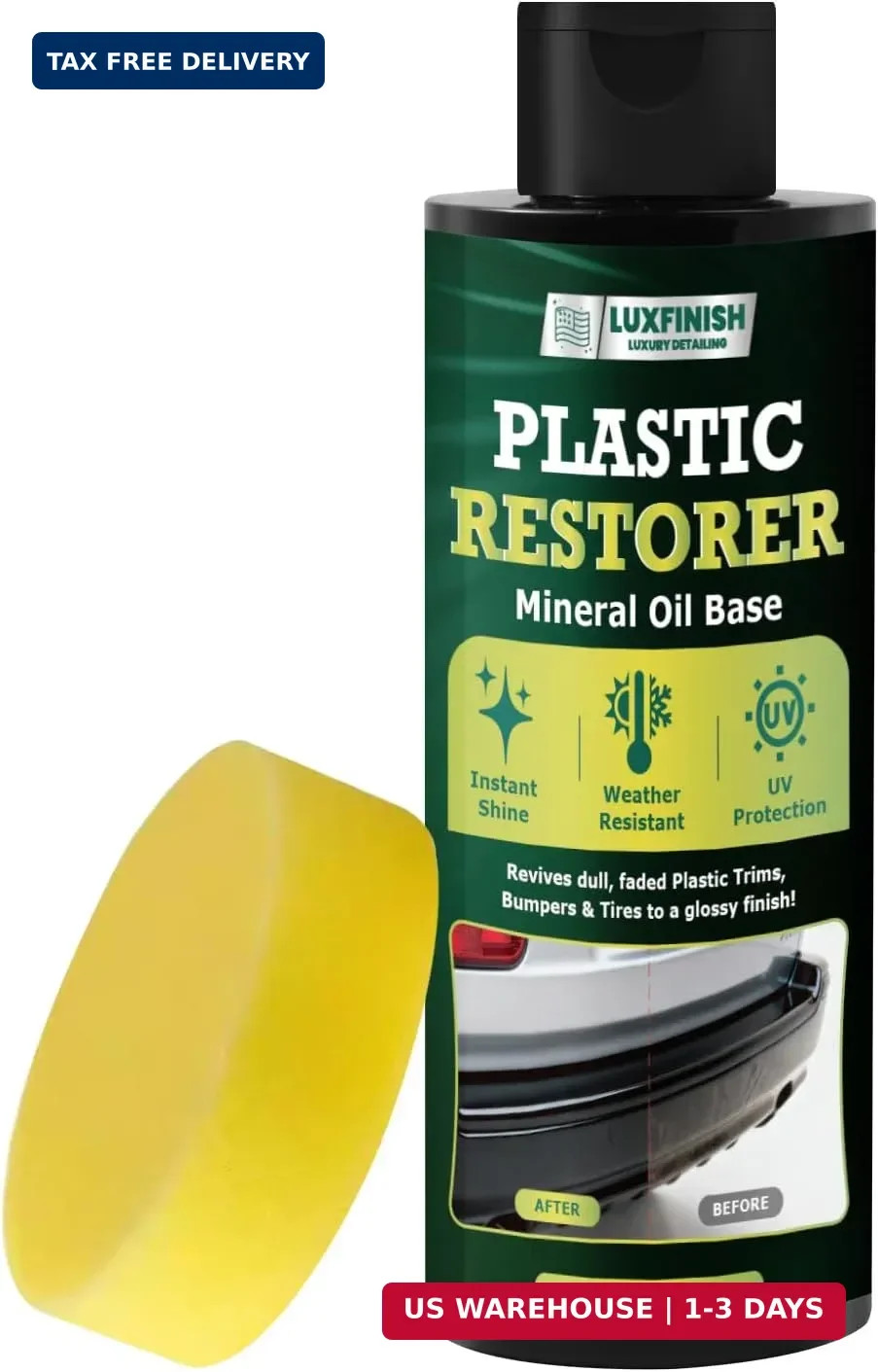 Plastic Restorer for Cars – Back to Black Plastic Restorer with UV Protection &