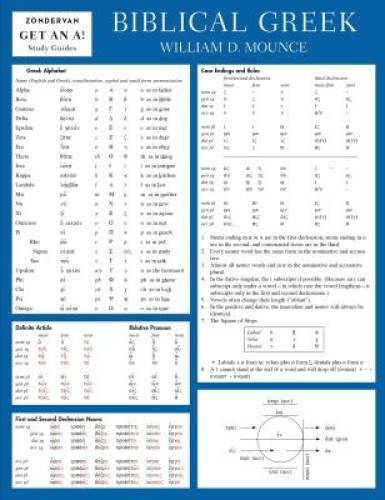 Biblical Greek Laminated Sheet (Zondervan Get an A! Study Guides) – GOOD