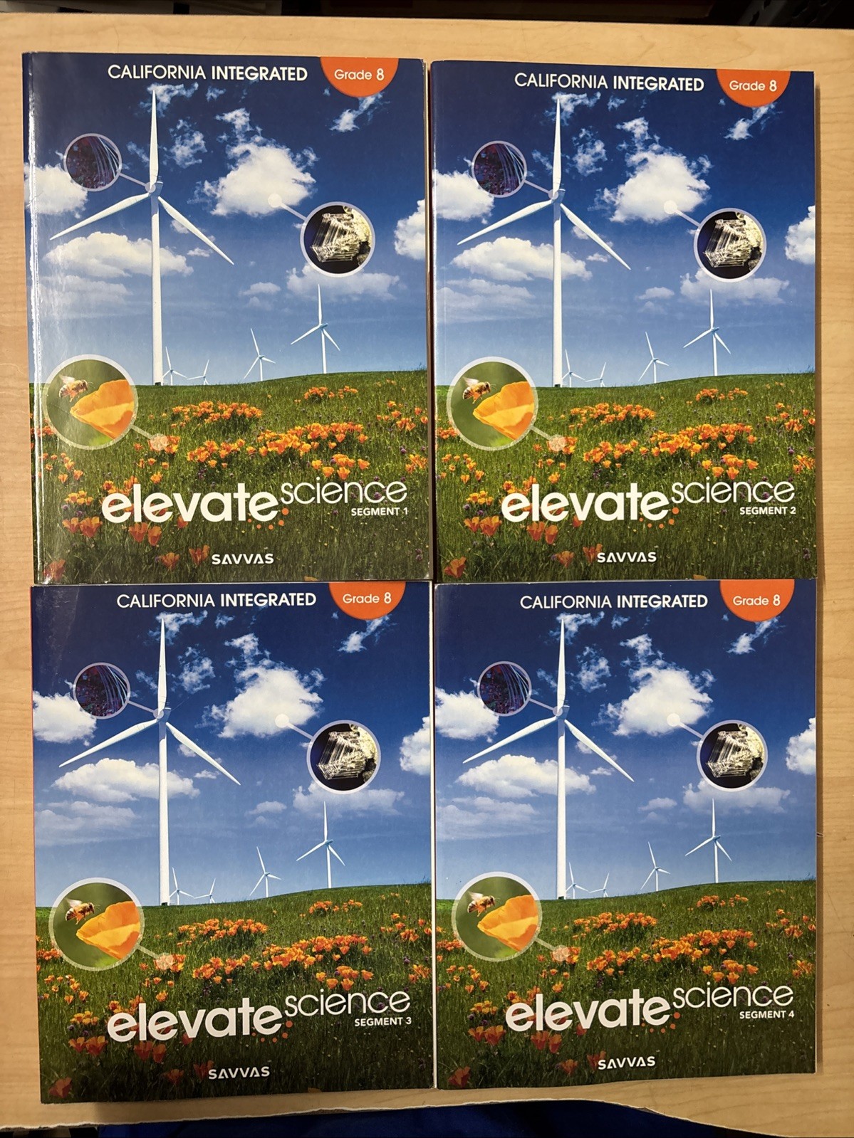 Lot 4 Elevate Science California Integrated Grade 8 Segment 1-4 Set NO WRITING